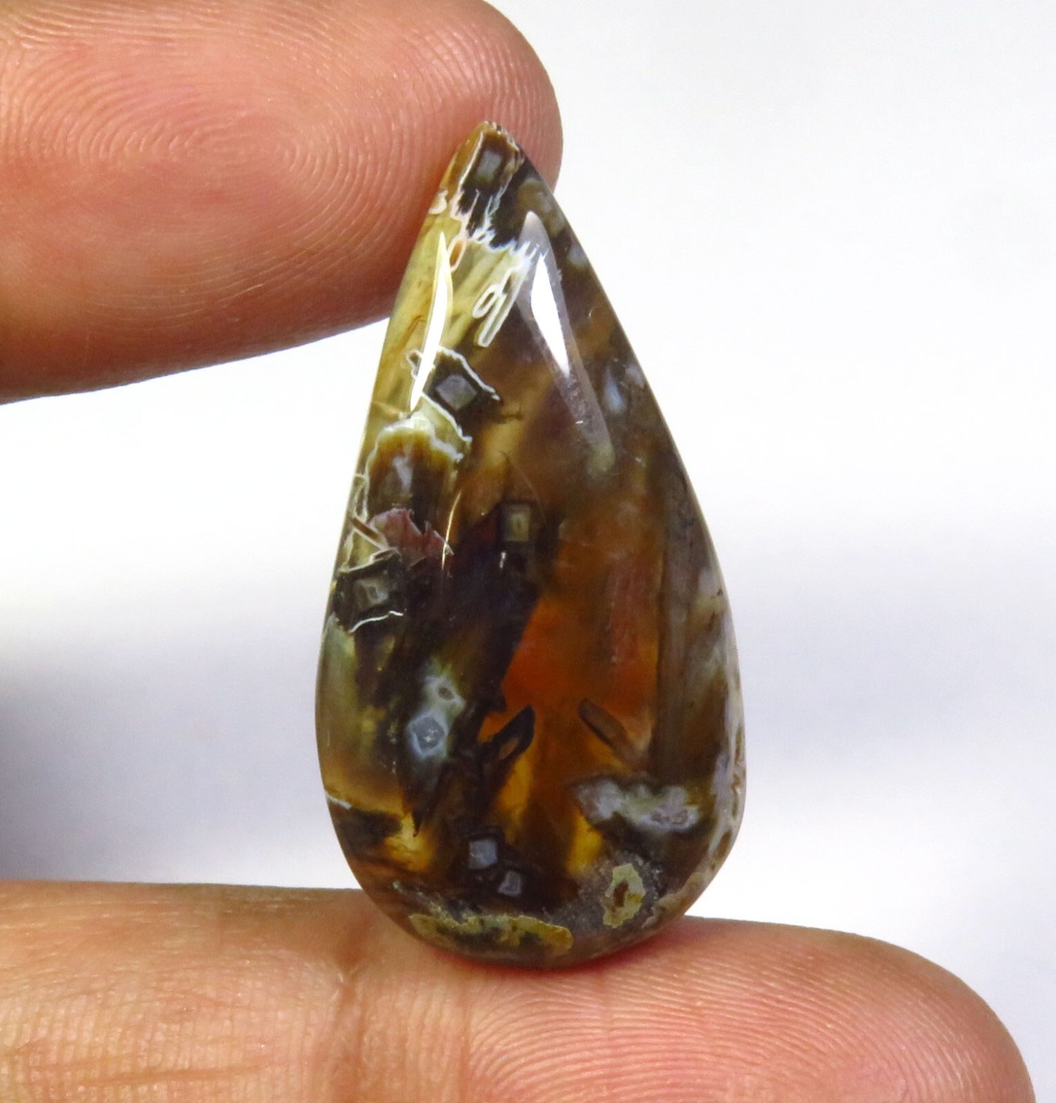 Natural Stick Agate Pseudomorph Gems 30x15mm Stick Smooth Pear Cabs 18Cts ST-121