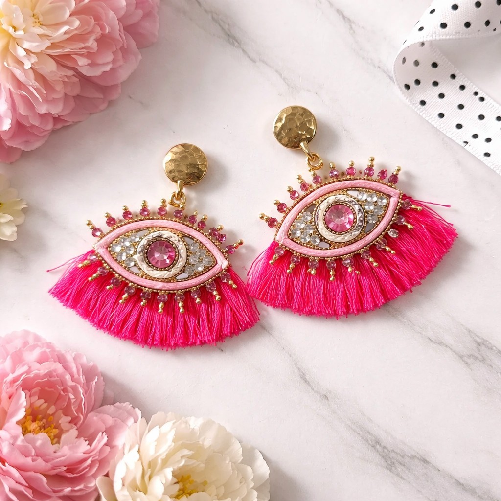New Fashion Dangle Evil Eye Colorful Dangle Pierced Earrings