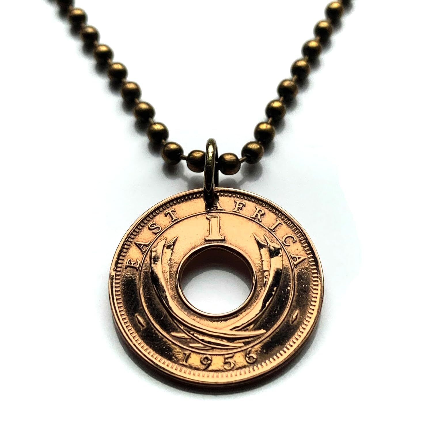 1956 British East Africa coin pendant elephant tusk Kenya Uganda Tanzania 000501