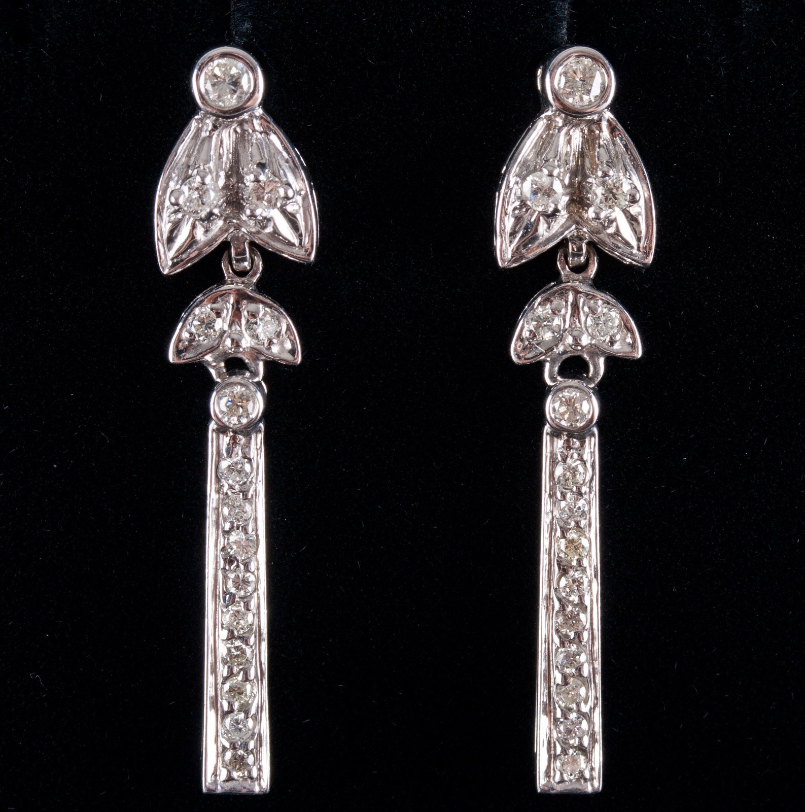 14k White Gold Round H-I SI1-SI2 Diamond Dangle Earrings .49ctw 4.98g