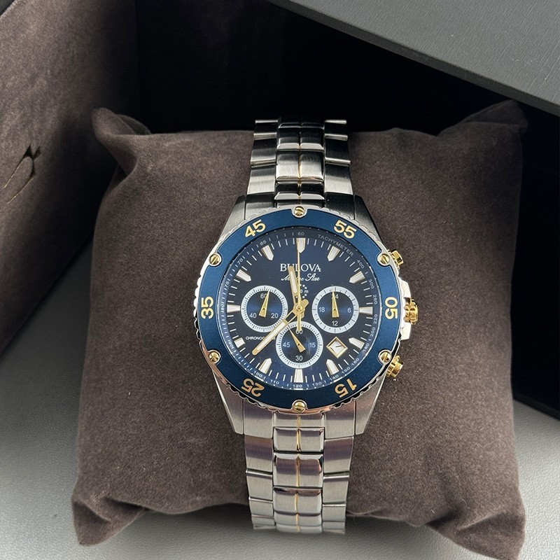 Bulova Marine Star 98B400 Chronograph Men’s Quartz Watch 41.5mm Blue Dial