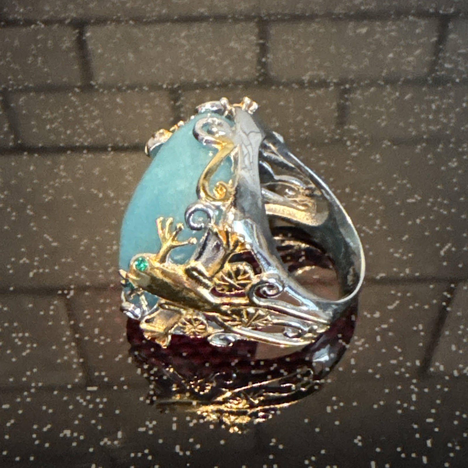 Gems en Vogue II – SS/Palladium/18K Vermeil Amazonite Multi-Gem Ring – size 9