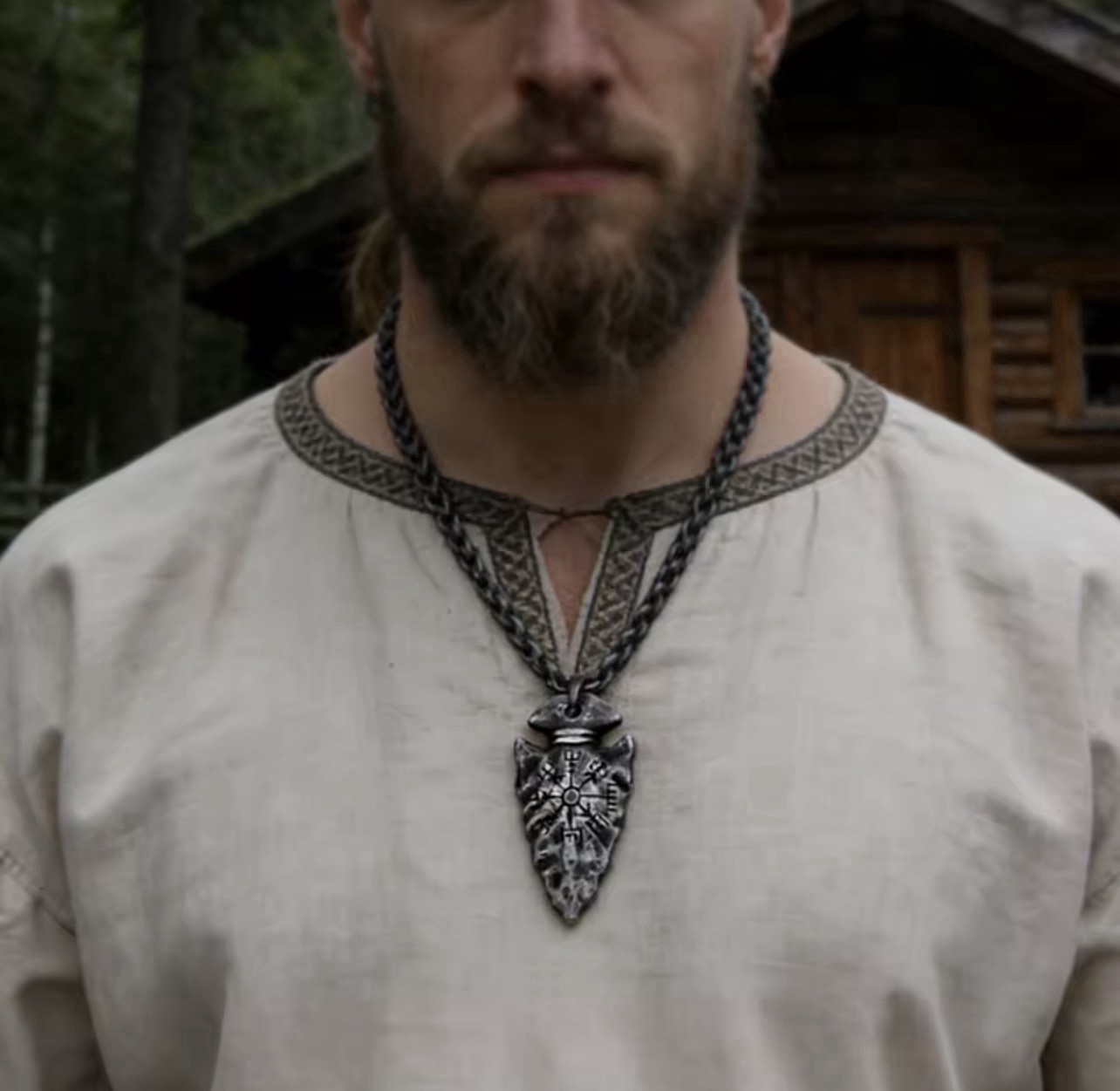 Men’s Viking Necklace with Viking Spear Pendant and Stainless Steel Chain, 60cm.
