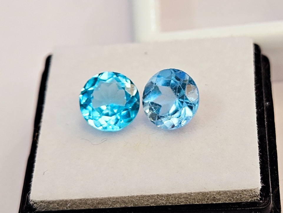 Round Cut Aquamarine 3 Ct Blue Pair Loose Certified Gemstone For Earring Making