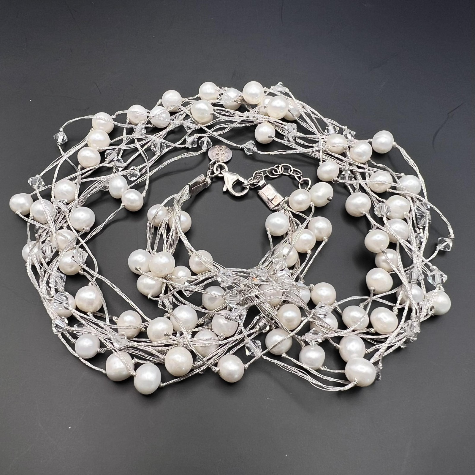 S&S Disigner Vintage Sterling Silver 925 Necklace Jewelry Mother of Pearl 33 gr