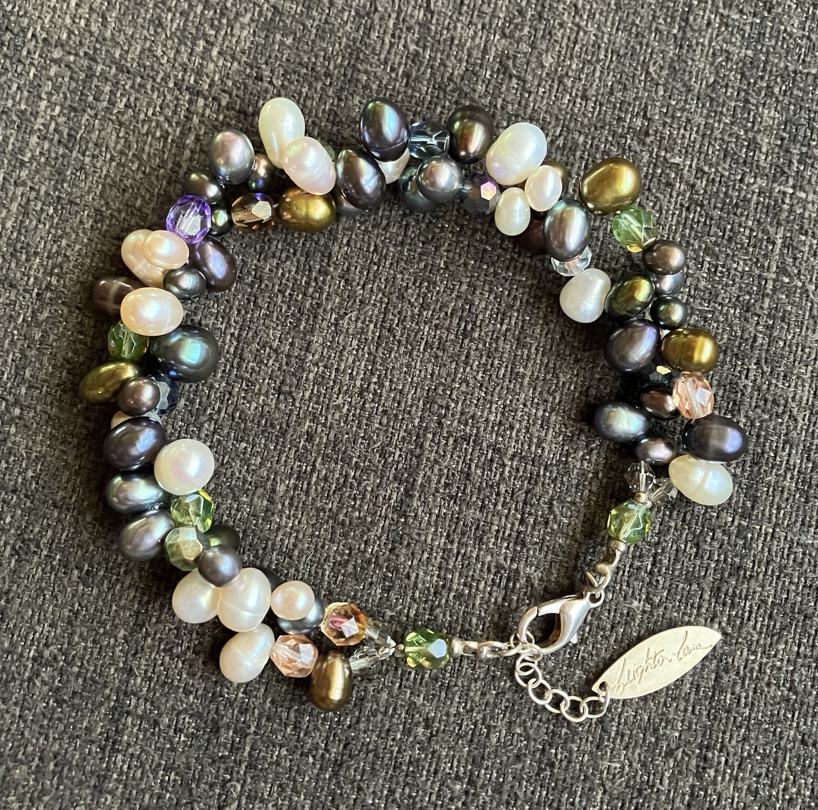 Leighton Lam Signed, Freshwater Pearl Beaded Bracelet, 10 Inches, Adjustable