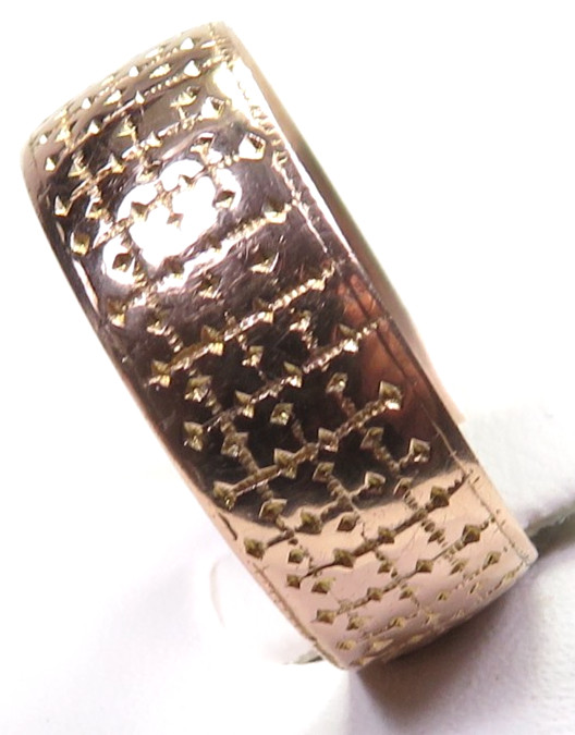 Antique Deco 1920’s 9K Rose Gold Wedding Band Hallmarks Ring Size 8 UK-P1/2