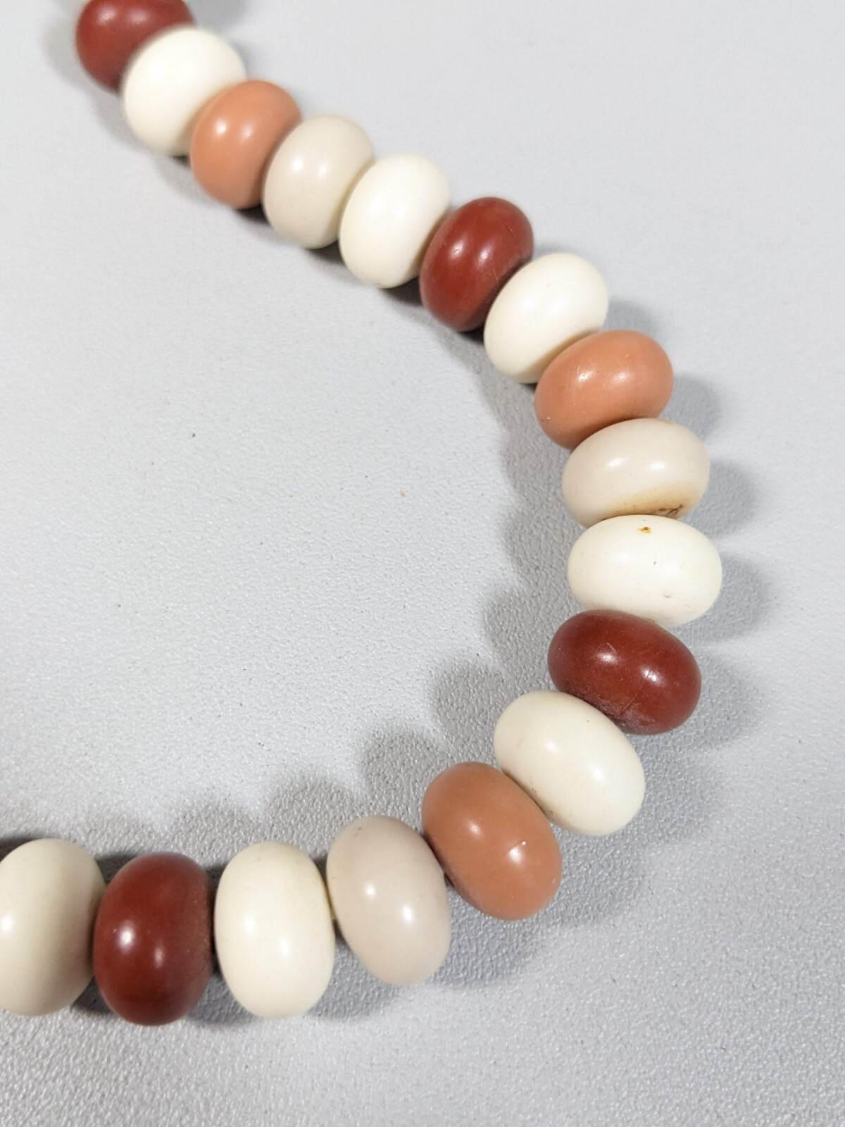 Vintage Brown Ivory Color Rounded Bead Longer Necklace 24 inches