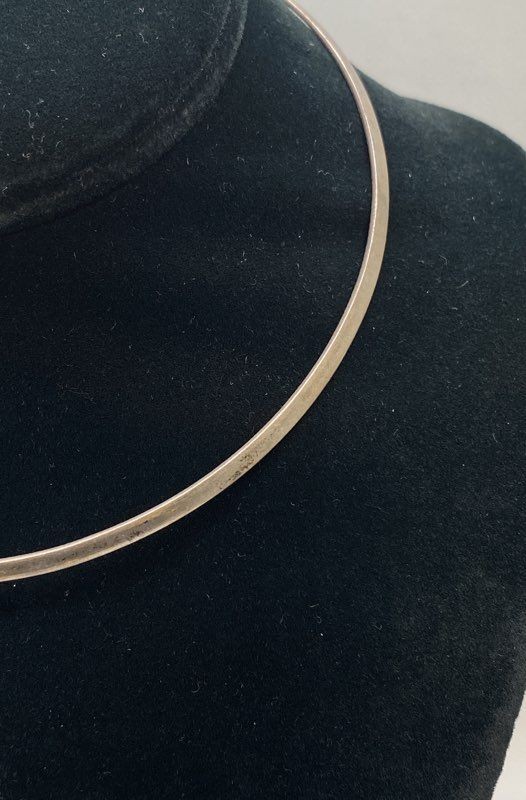 950 Silver Torque Collar Necklace Minimalist Choker Tested 925 14 3/8″