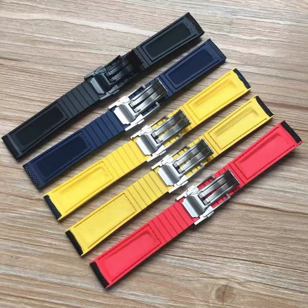22mm Nylon Rubber Watch Band Strap Fits for Breitling NAVITIMER WORLD Avenger