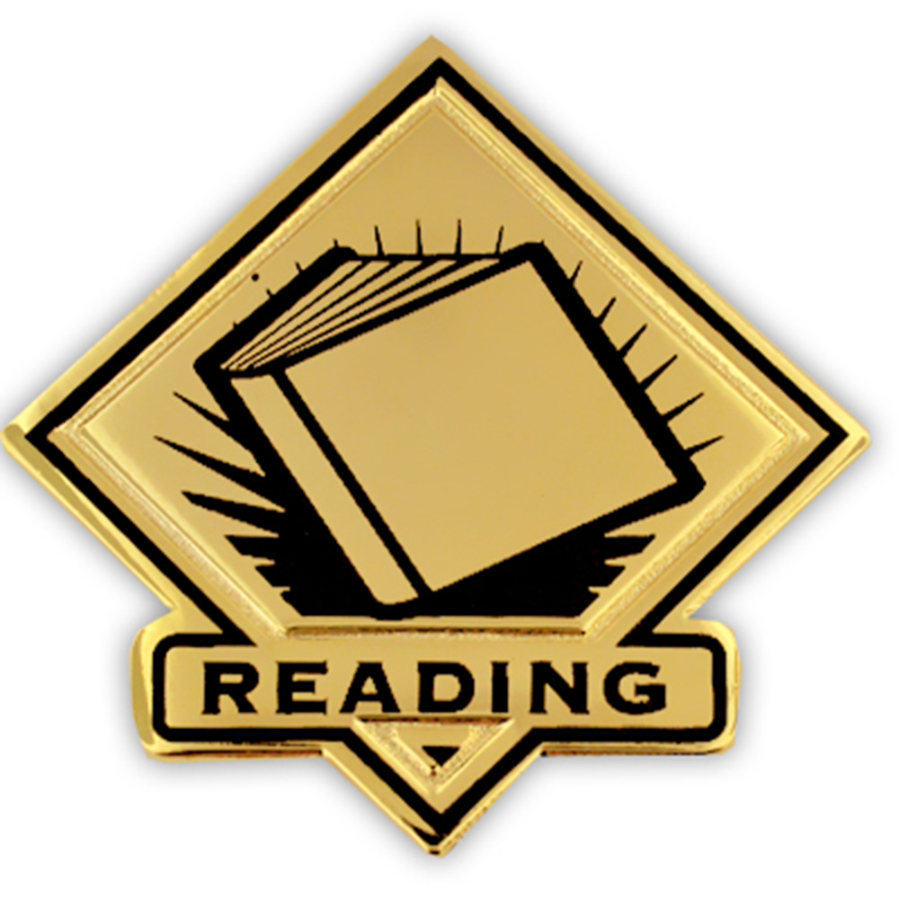 PinMart’s Black and Gold Reading Student School Teacher Lapel Pin