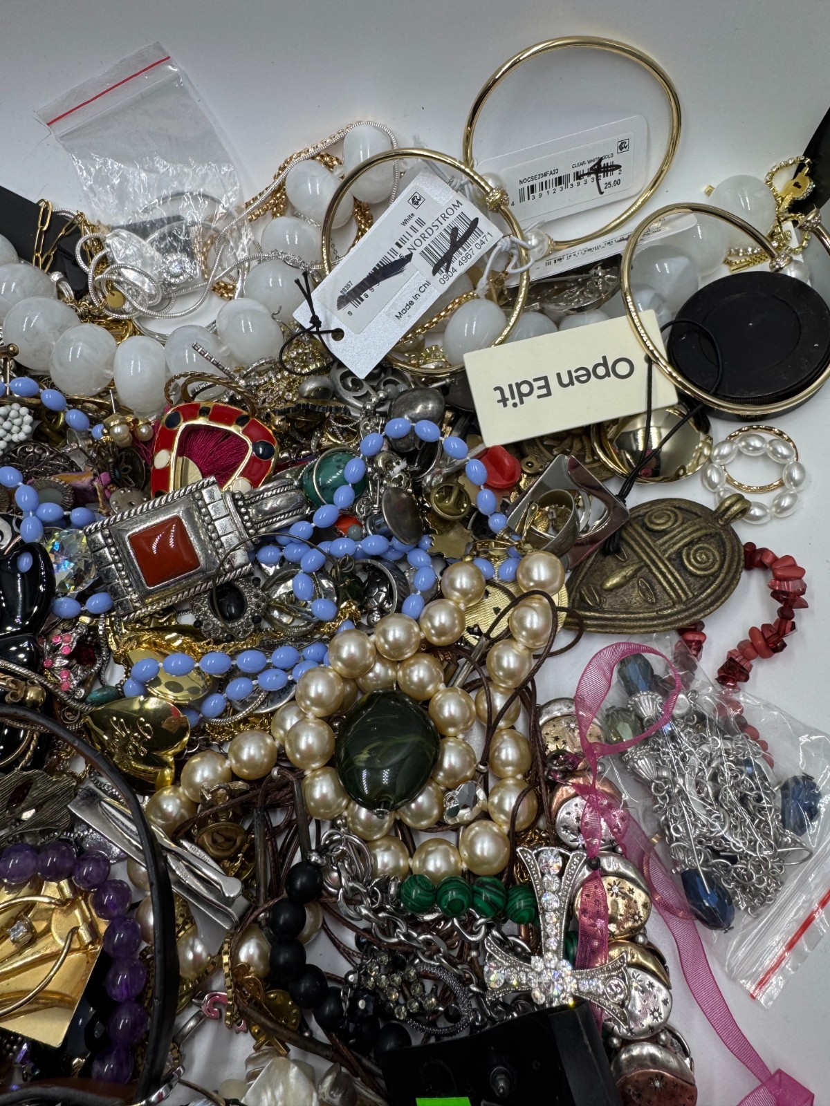 10 lb Gold Tone Costume Jewelry Lot Craft Harvest Repair Repurpose Vintage 2 Now