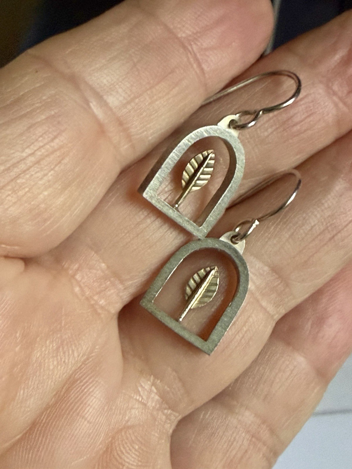 Vintage Karen Krieger Studio Sterling 14kt Gold Split Doorway Brooch & Earrings