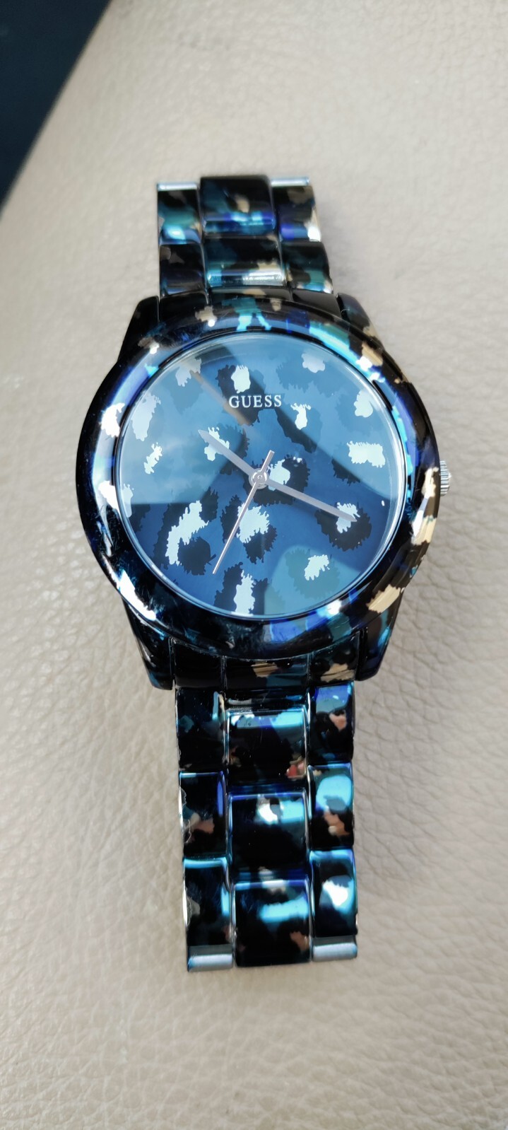 Guess U0425L1 Blue Tone Iconic Animal Print Stainless Steel Women Watch