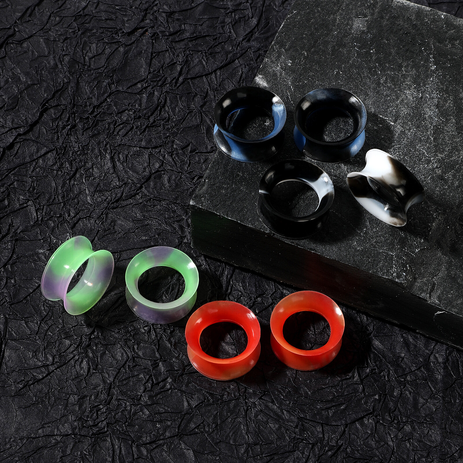 2pcs Silicone Tunnels Ear Gauges Soft Colorful Expander Plugs Double Flared