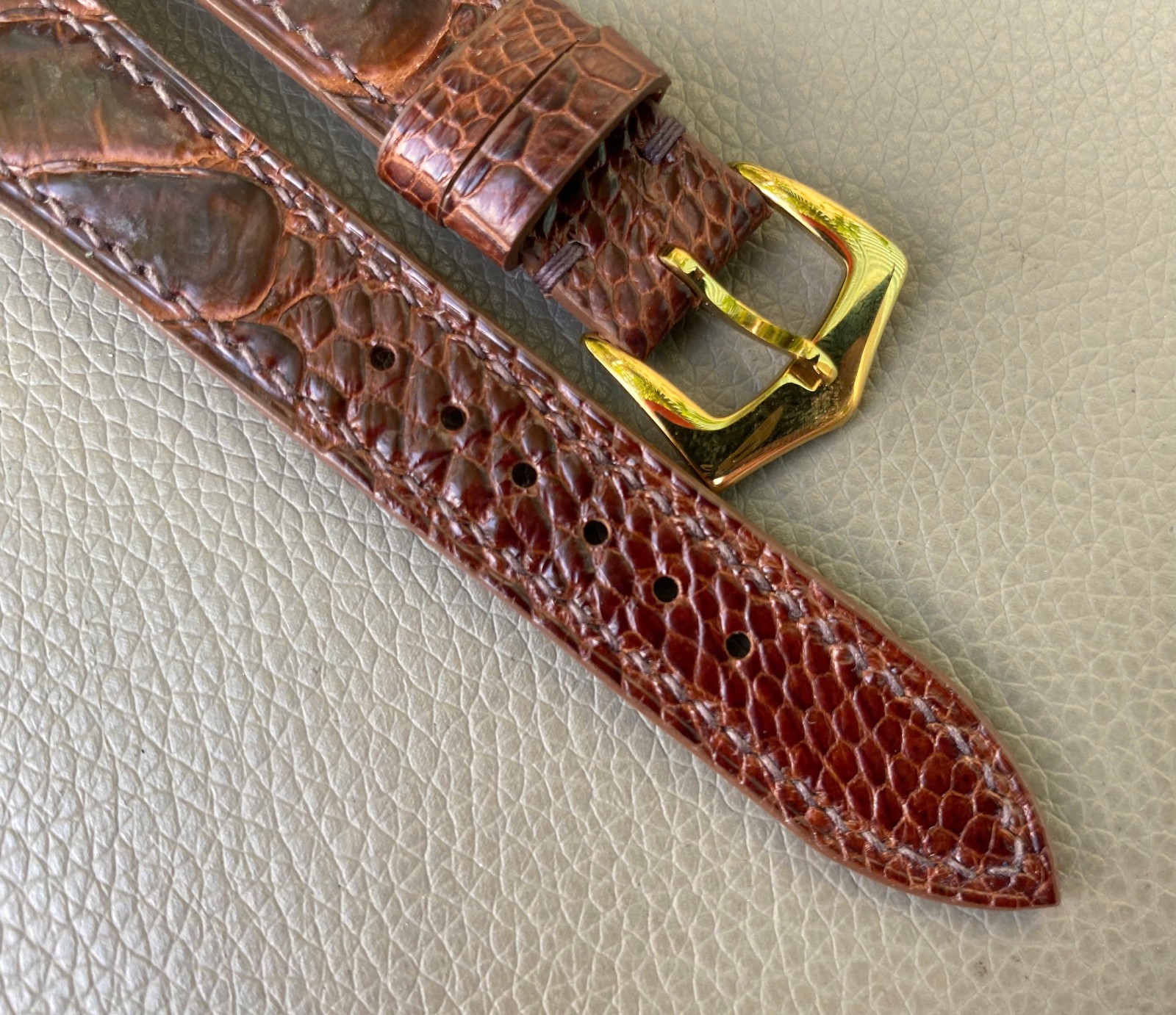 Custom Open Ended Brown Genuine Ostrich Leather Watch Strap size 14 15 16 17..26