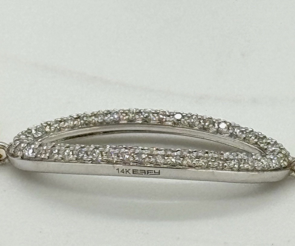 effy 14k diamond bracelet 7″ paperclip D ORO OVAL YELLOW GOLD WHITE GOLD chain
