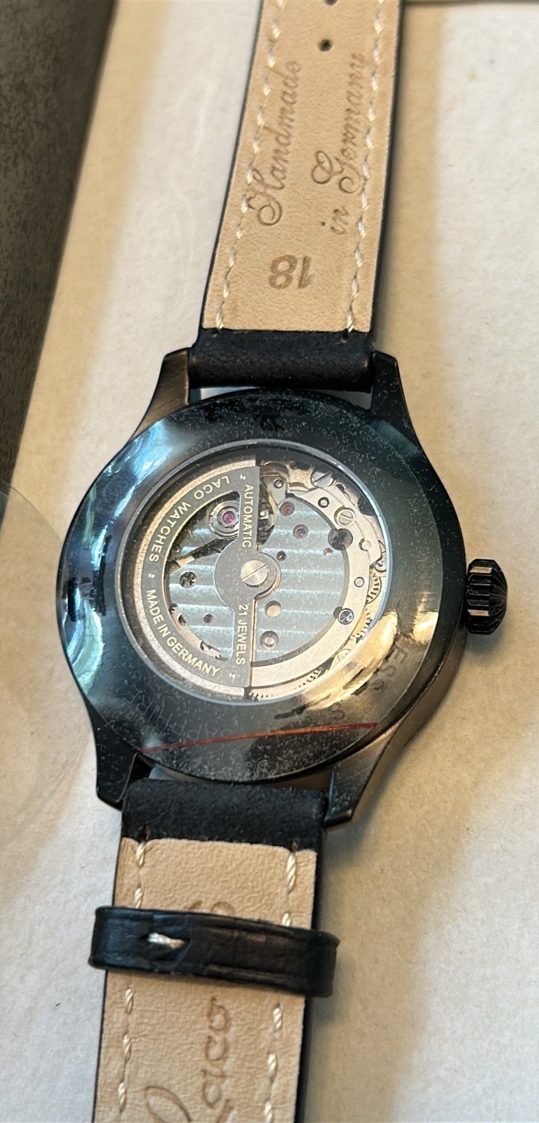 Laco Bielefeld Automatic Pilot watch PVD NWT 861992