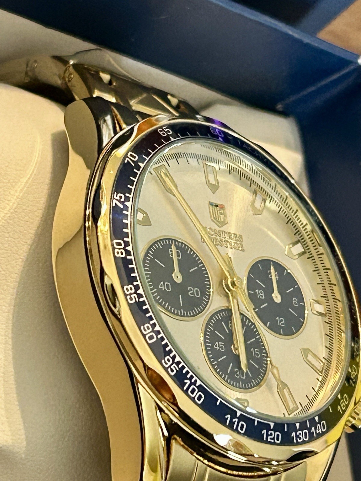 Montres Prestige X Invicta, 44.5mm, WR 30m, 8.5”, New/Box/3yr Wnty Gold MPW-0353