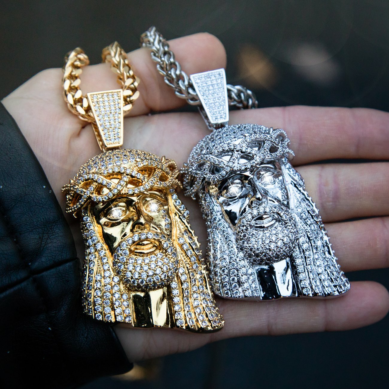 Hip Hop Jesus Head Pendant & 6mm 30″ Box Cuban Stainless Steel Chain Necklace