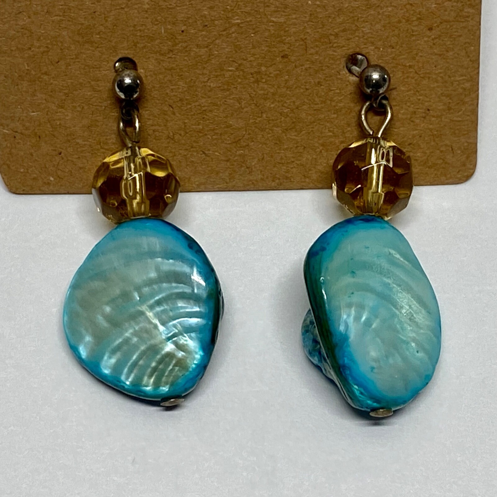 Turquoise Beaded Natural Ocean Beach Teal Sea Blue Dangle Drop Fine Earrings