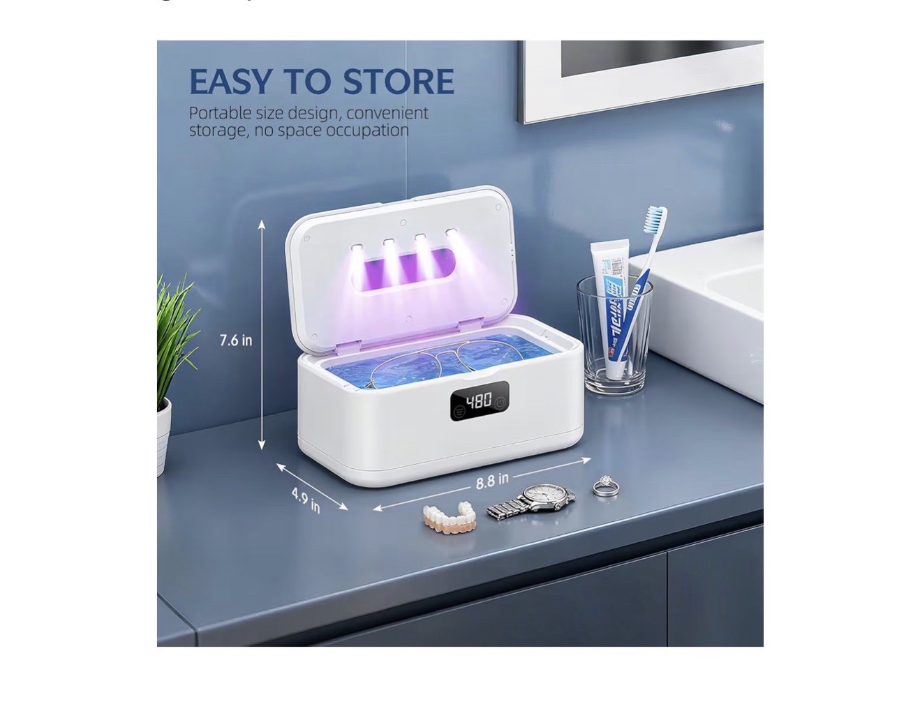 Ultrasonic Jewelry Cleaner, 50Khz 24oz – 304 Stainless Steel Tank, Digital Timer