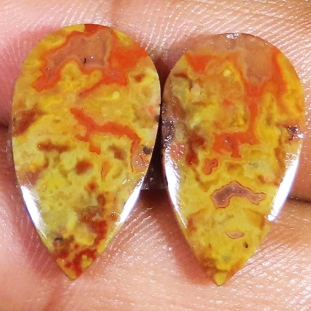 14.60 Cts Natural Moroccan SEAM AGATE Pair Cabochon 11x20x3 mm Gemstones FD572