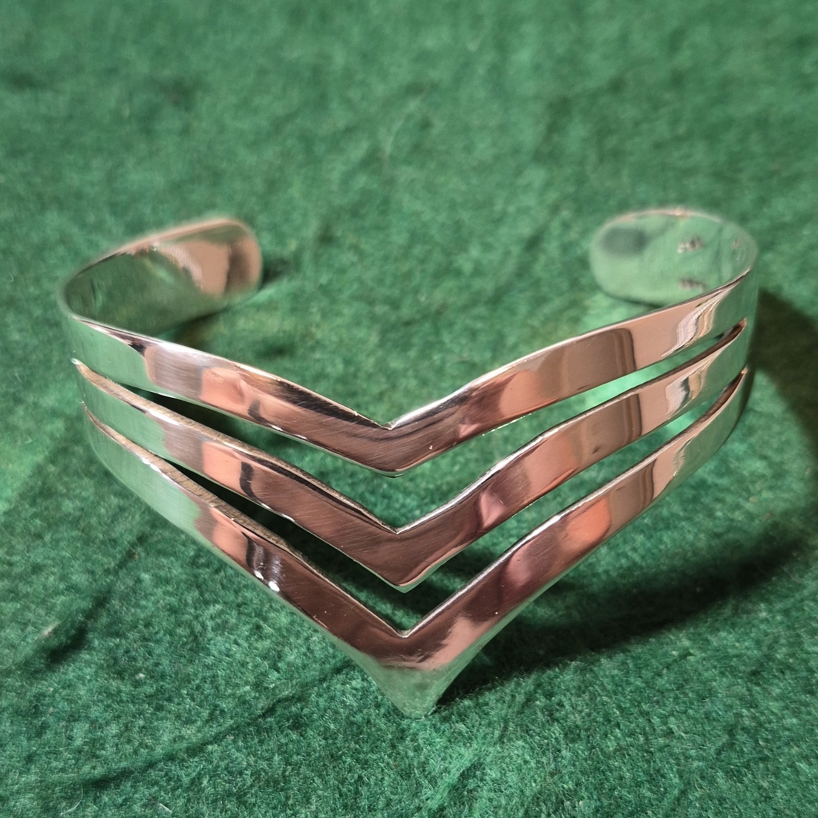 Silver Chevron 3-Bar Open Cuff Bracelet, Cuff Style.