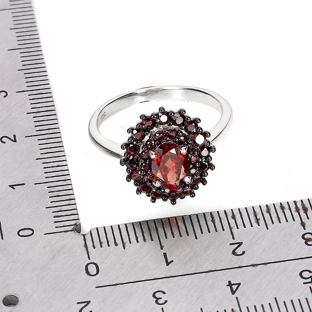 925 Sterling Silver Ring Oval Mozambique Garnet 7x5mm Natural Gemstone Jewelry 8