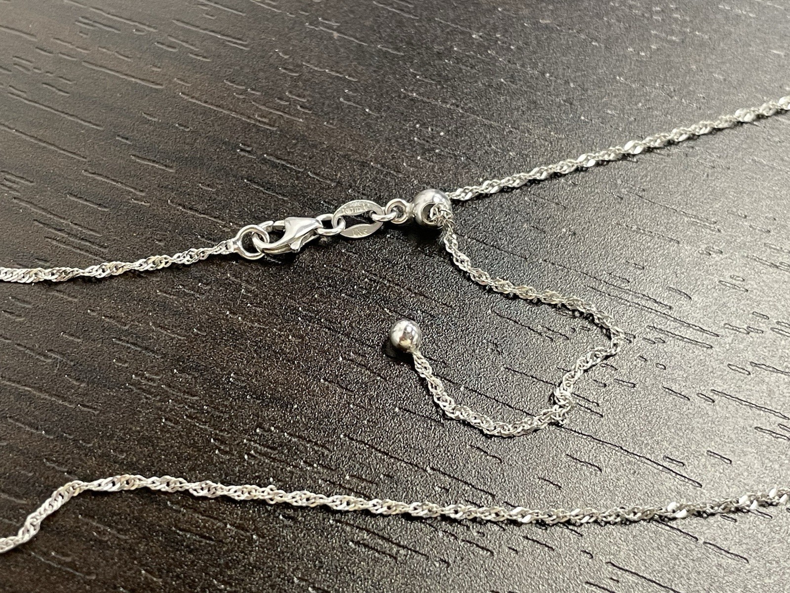 14k White Gold Chain Necklace 1mm 1.7g Adjustable 19 1/2 Inches Italy