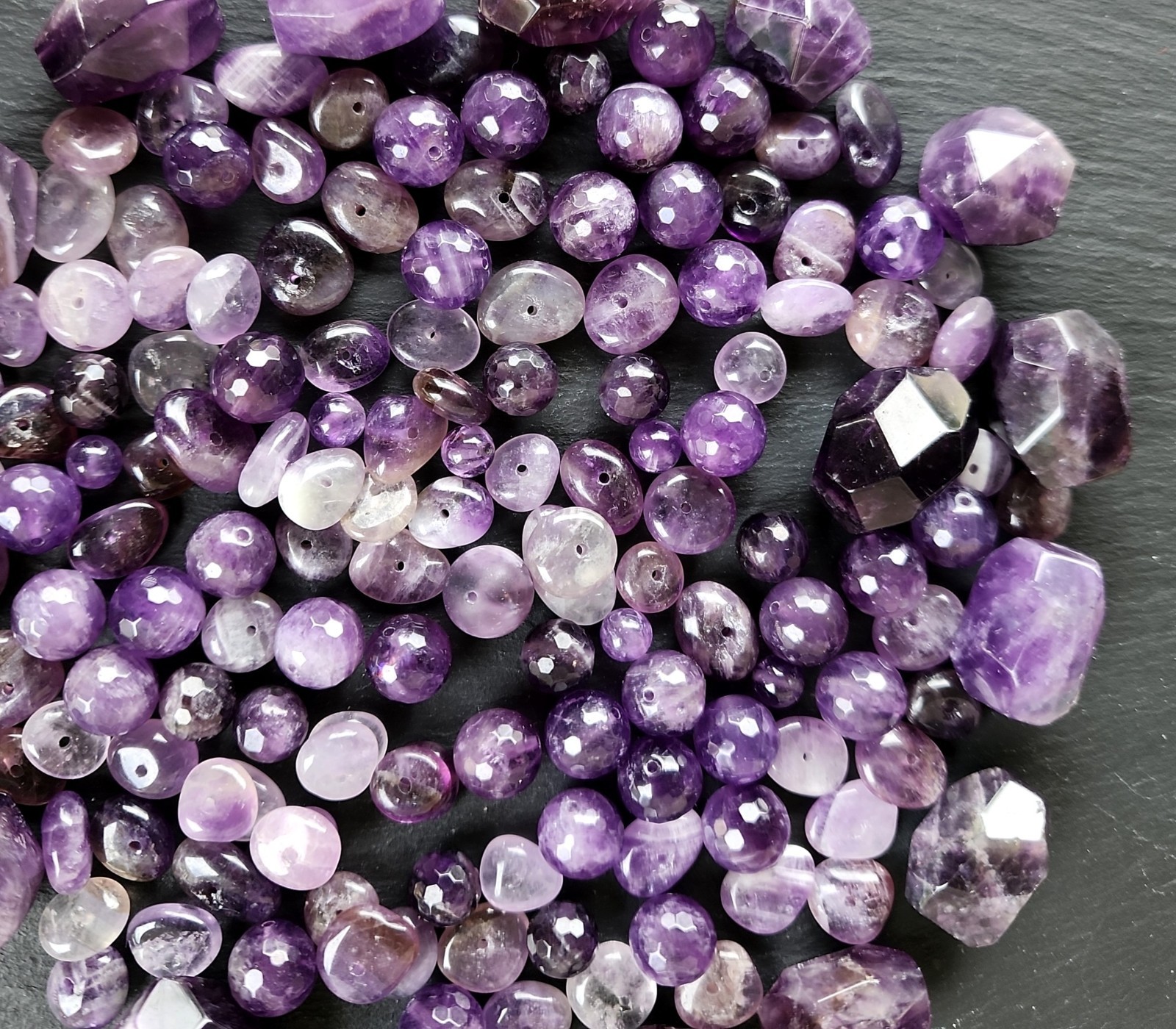 Vtg Amethyst Gemstone Beads Lot Faceted Nuggets Spacers Jewelry Beading Supplies