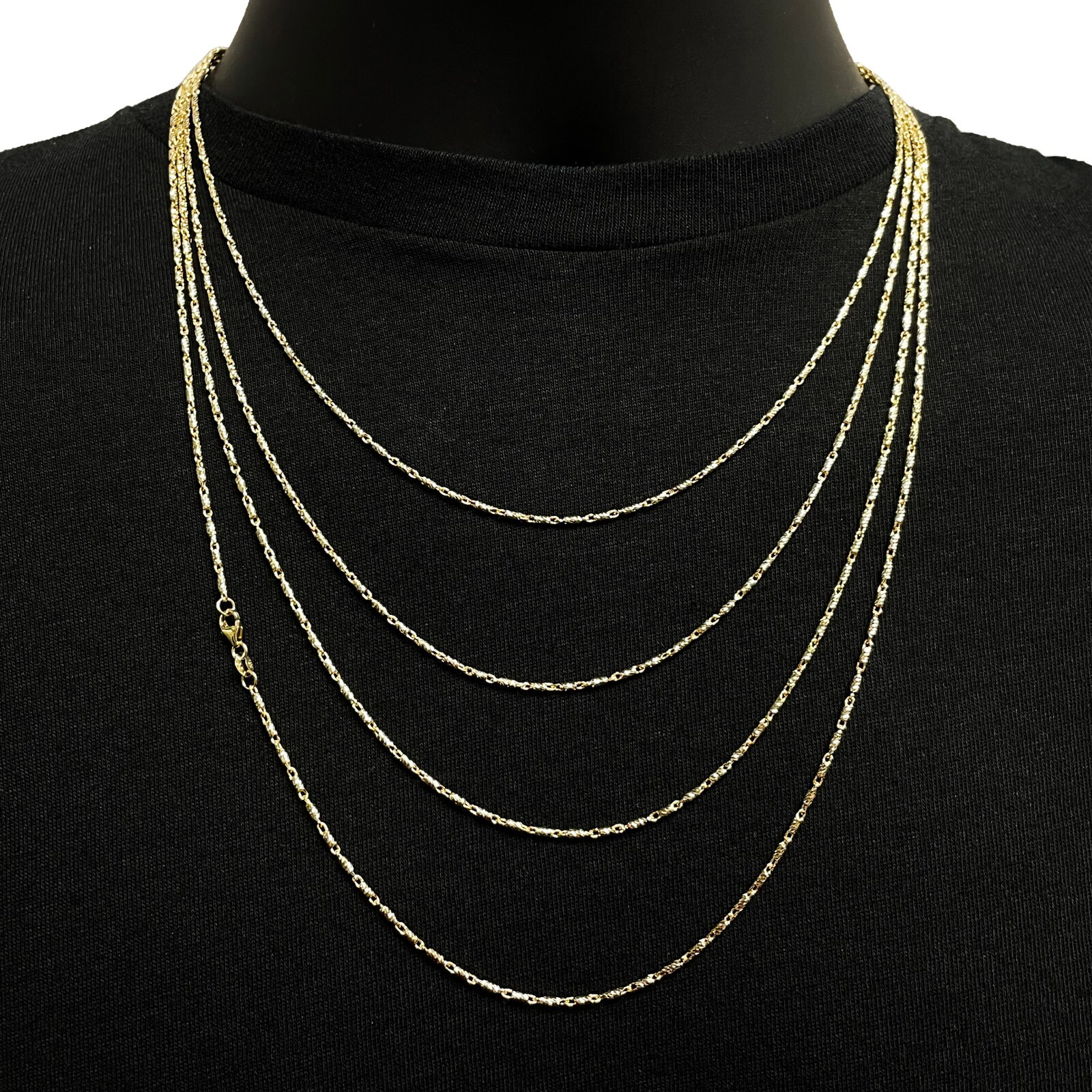 Italian 14k Yellow Gold Solid Raso Chain Necklace 1.5mm 22″ 8.8 grams