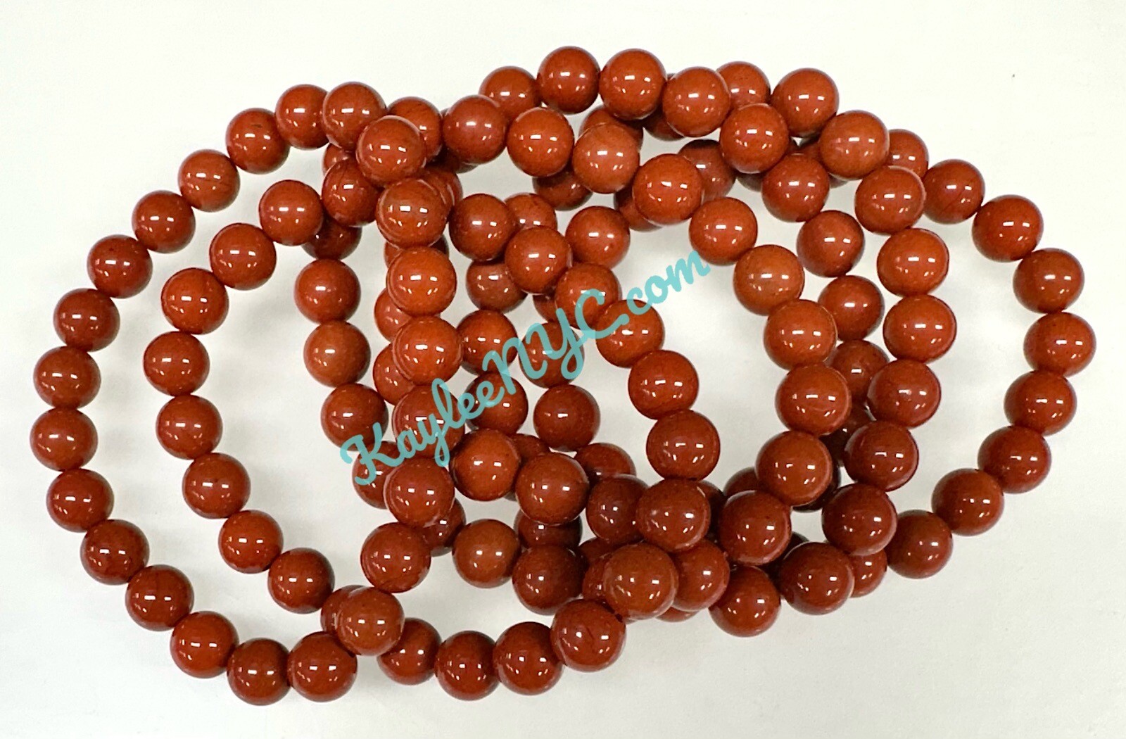 Wholesale Lot 6 Pcs Natural Red Jasper 8mm 7.5” Crystal Stretch Bracelet