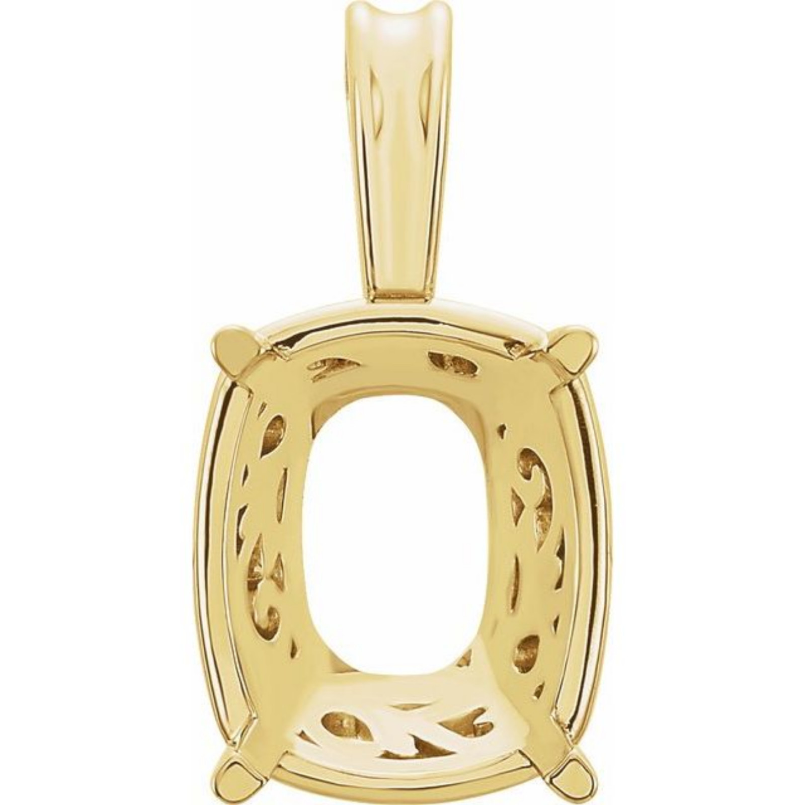 10mm x 12mm Cushion Cut 14k Yellow Gold Basket 4 Prong Pendant Setting Mount USA