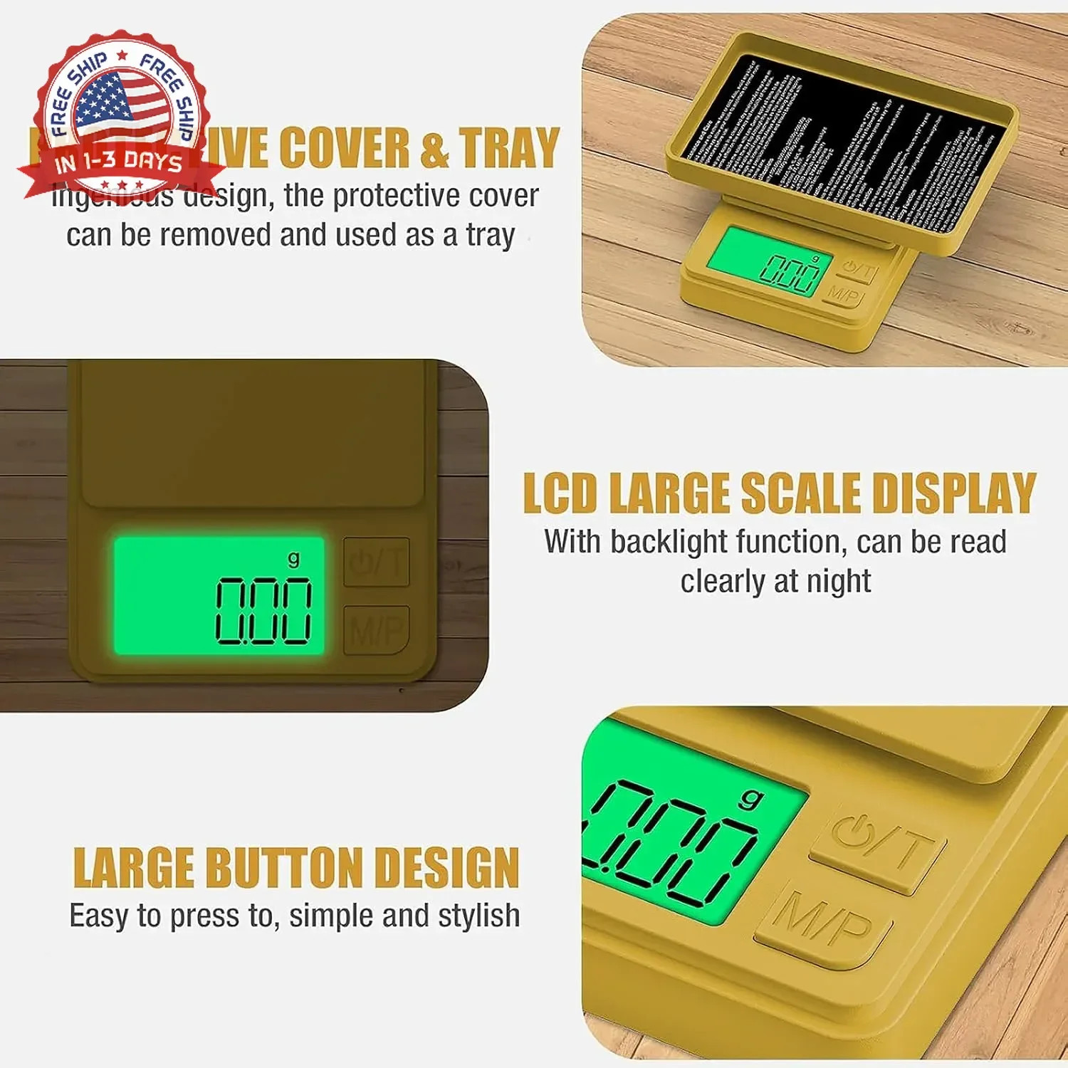 1000g x 0.01g Precision Gram Scale, Diyife Pocket Scale with Protective Cover, 7