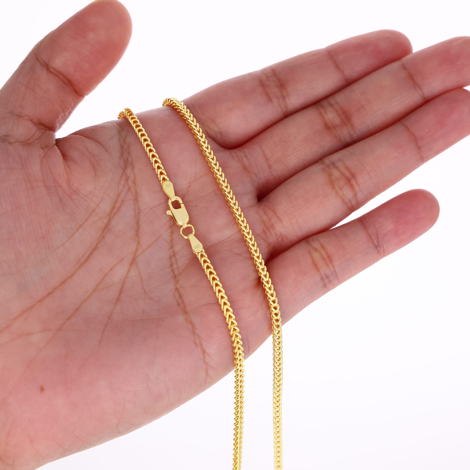 14k Yellow Gold 2.5mm Franco Box Bracelet Chain Mens Womens 7″ 7.5″ 8″ 8.5″ 9″