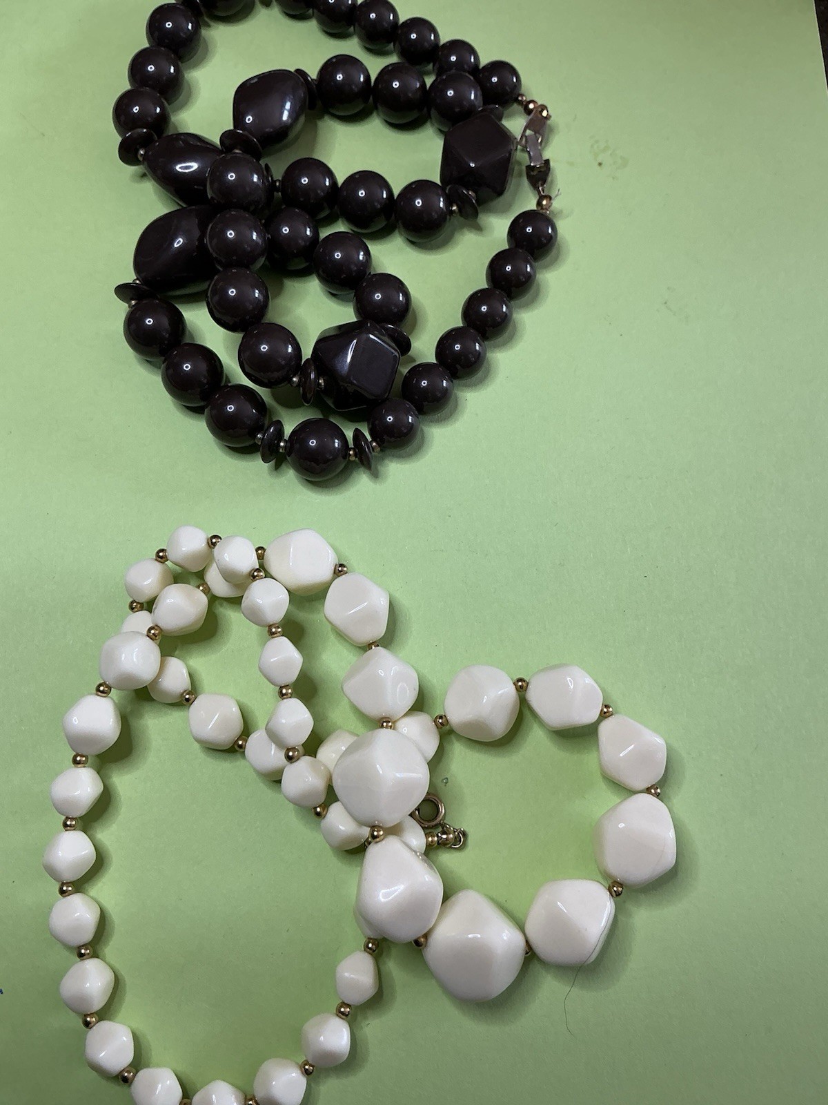 Women’s Mixed Lot 2-Piece Beaded Necklaces, Brown & White Beads
