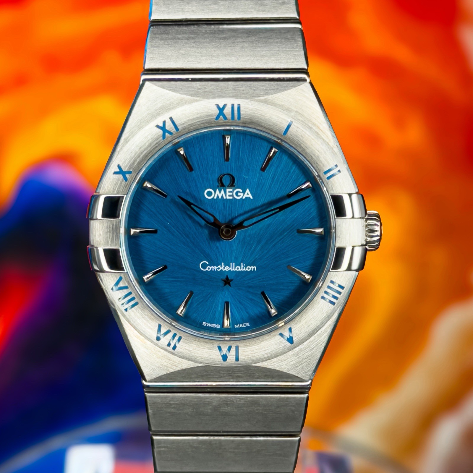 Omega Constellation 28mm quartz blue dial ref. 131.10.28.60.03.001, box & papers