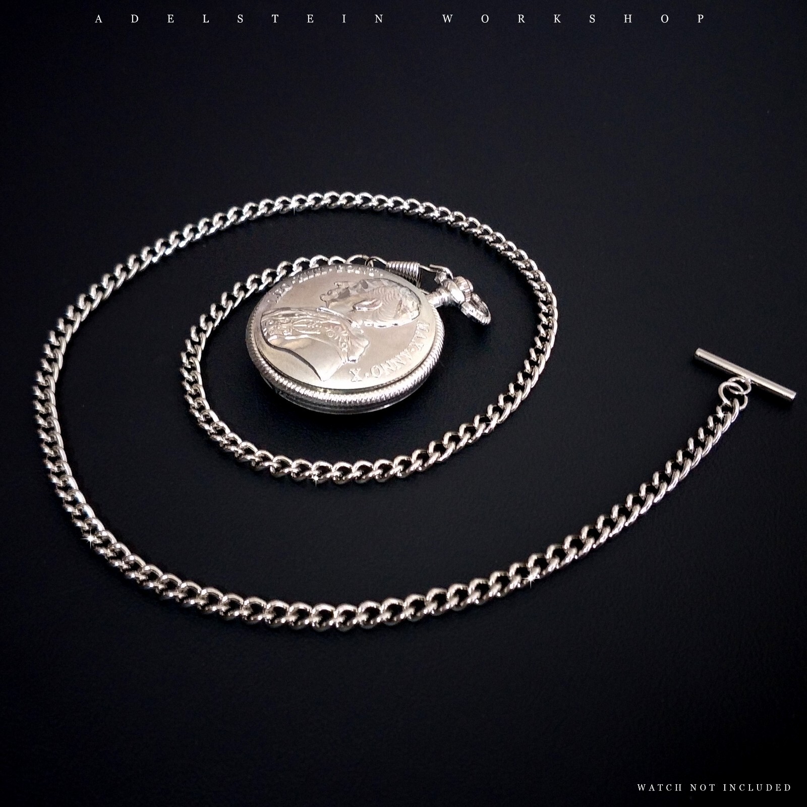 T-Bar Prince Albert Silver-Plated Vest-Pocket Watch Chain