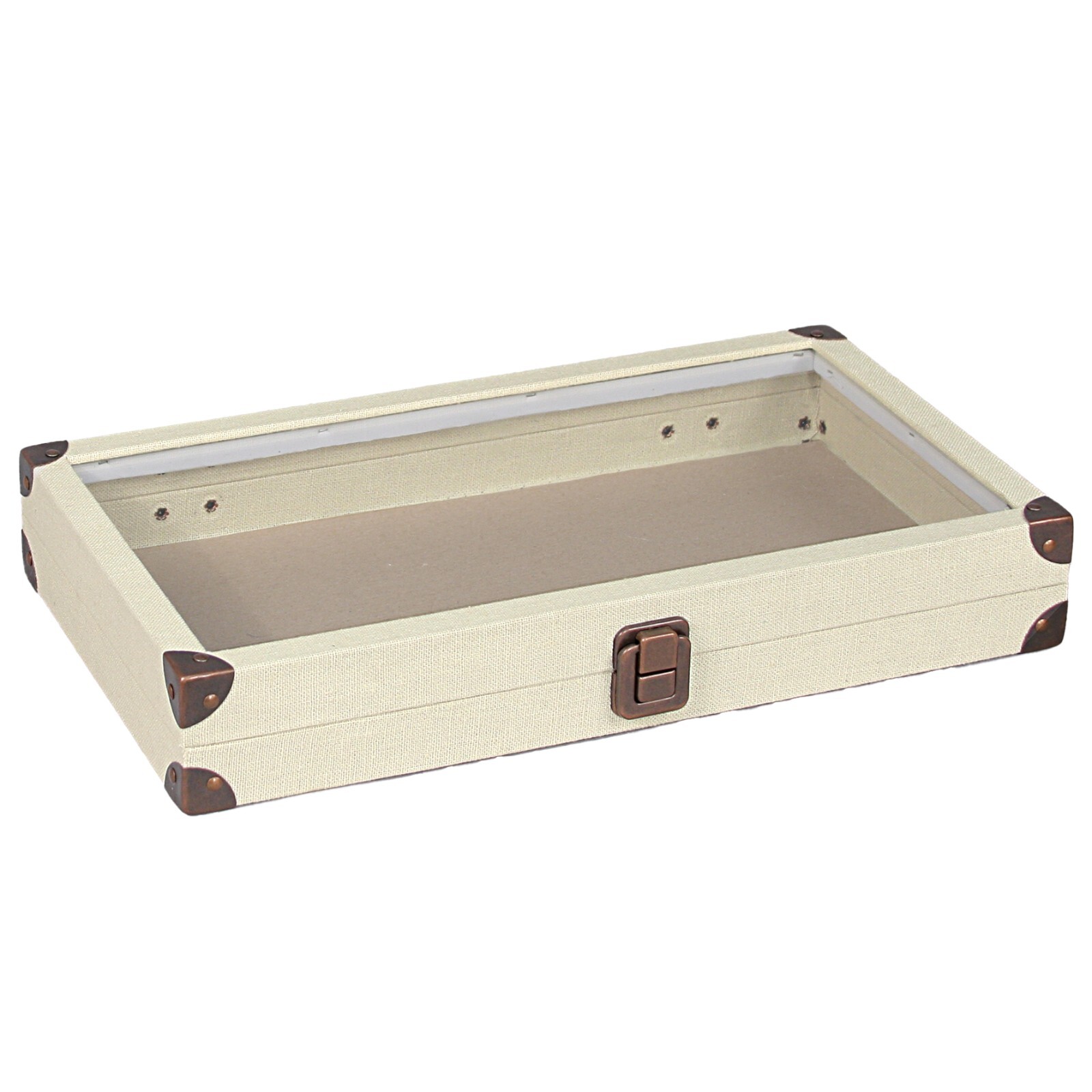 Jewelry Case with Glass Top and Lock with various finishes available