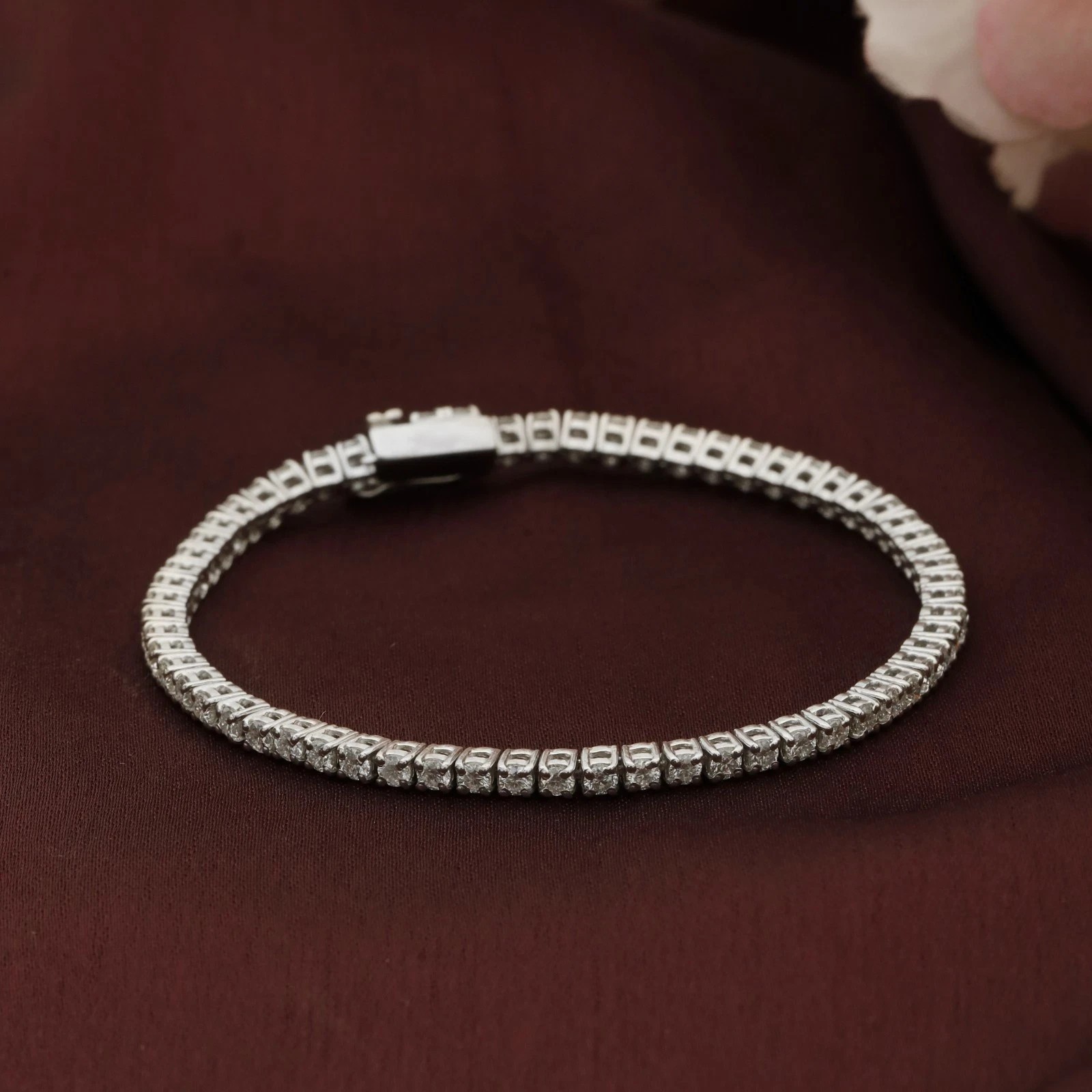 Round Natural Diamond Tennis Bracelet 14k White Gold Special Gift For Daughter