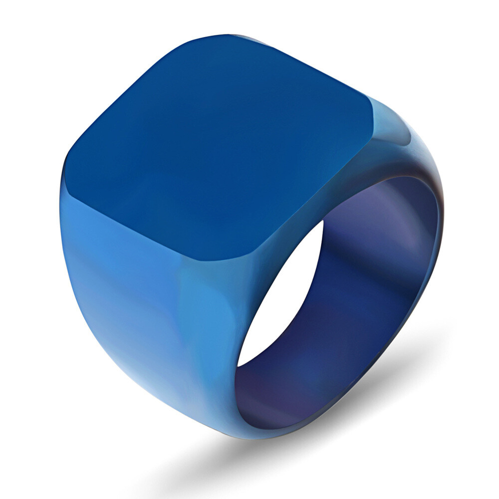 Mens Polished Titanium Stainless Steel Ring Faith Rocker Biker Seal Jewelry