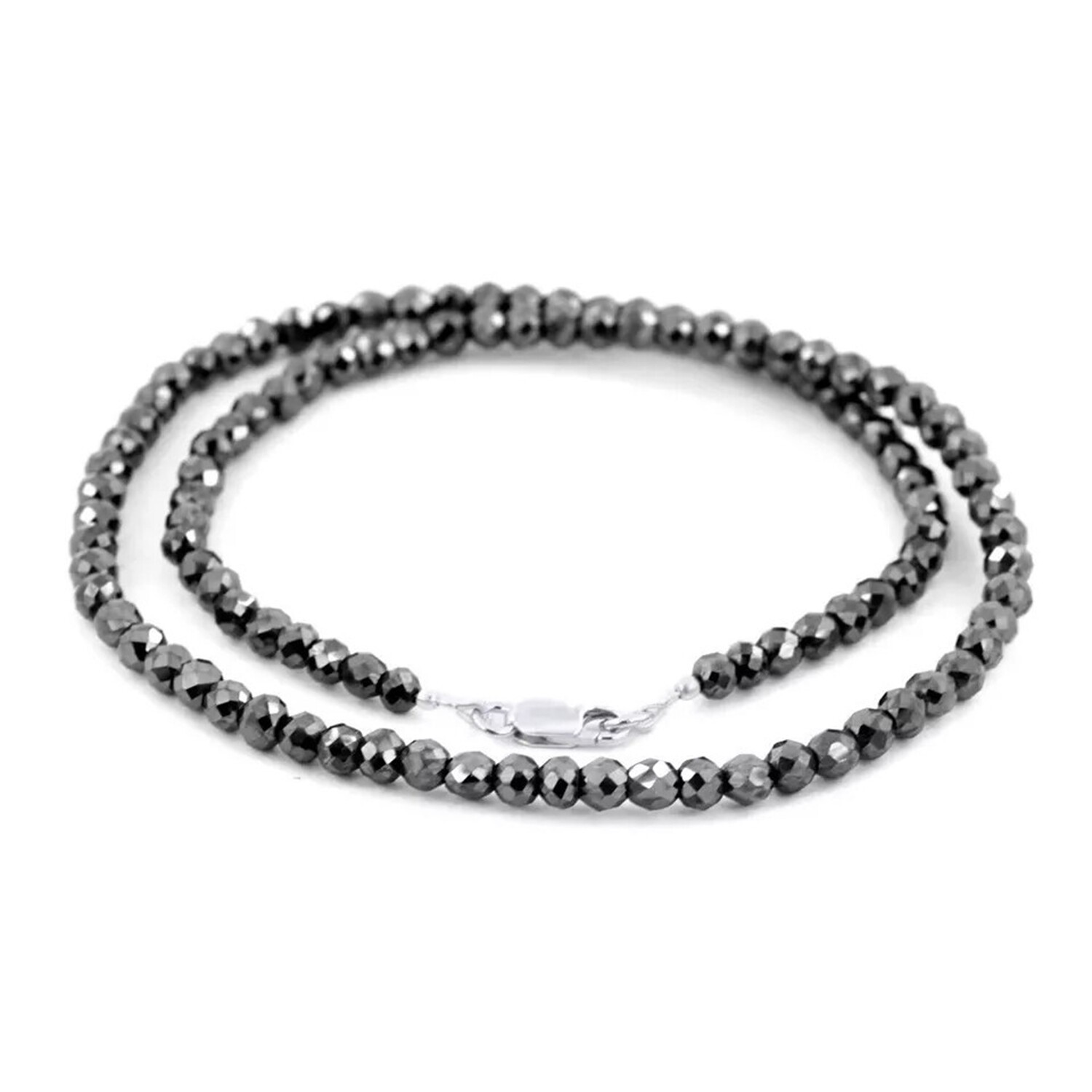 Jet Black Round Diamond Necklace 168Ct 925 Sterling Silver Birthday Gift