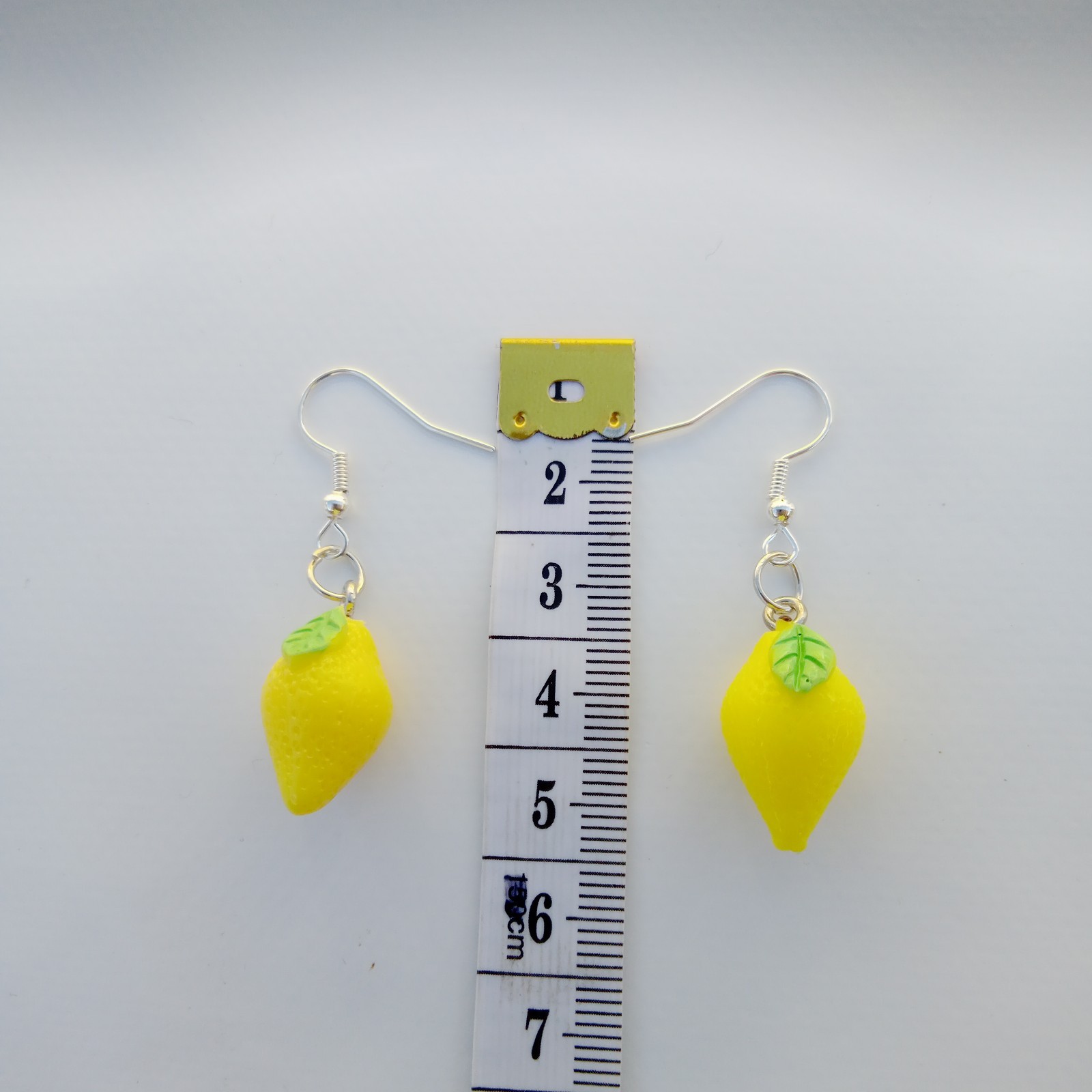 Lemon dangle earrings 3d Yellow Fruits shape Retro Kitsch Novelty Fun Theme