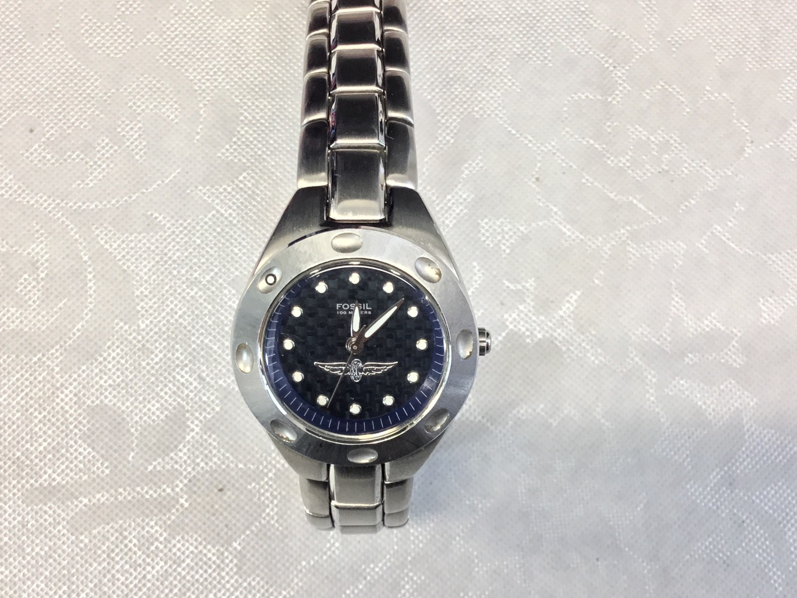 Fossil Silver Black 100M 330 Feet Atm Vintage Women’s Watch – Working Well