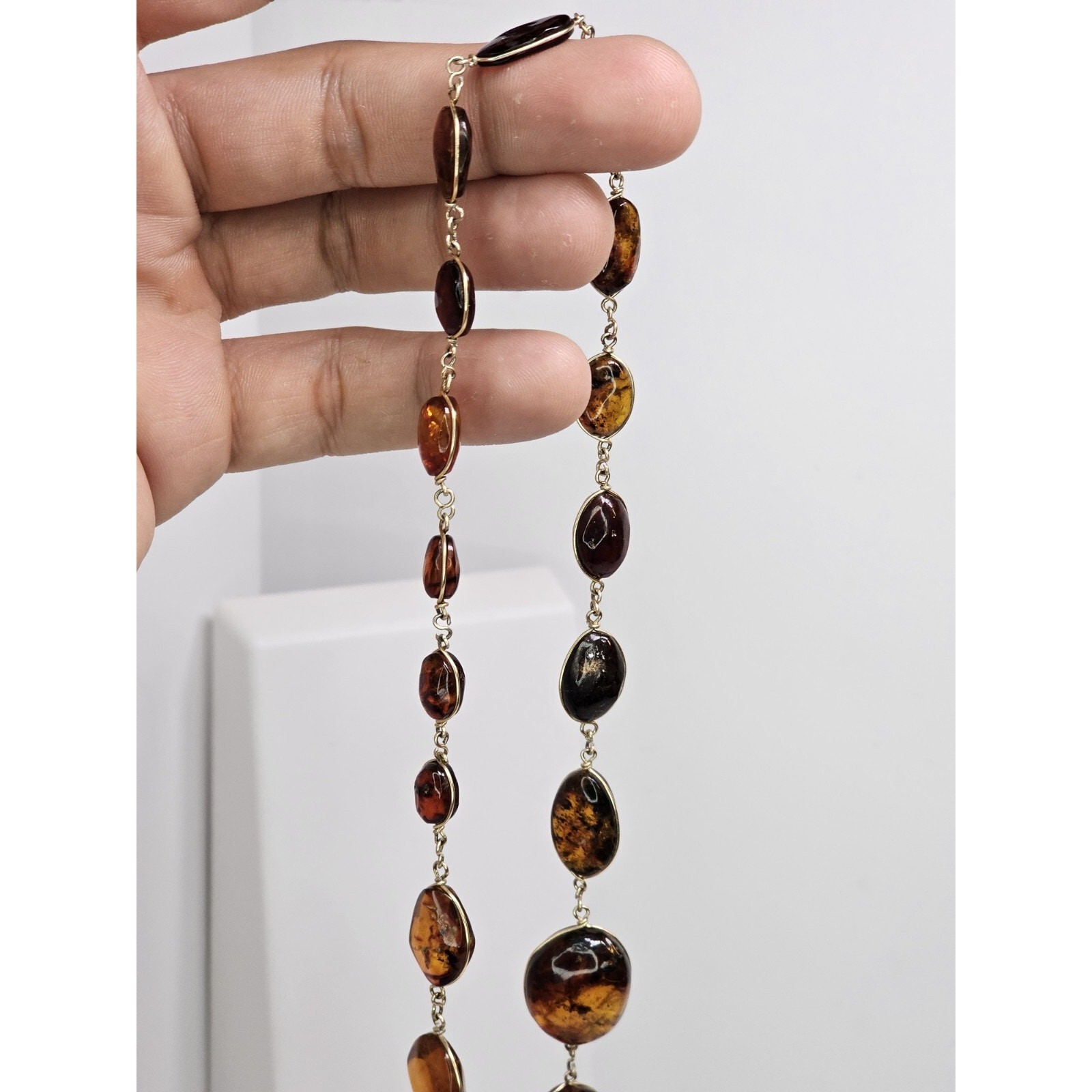 Vintage Handmade Delicate Large Amber Necklace [Variable Sizes] *Read Desc*