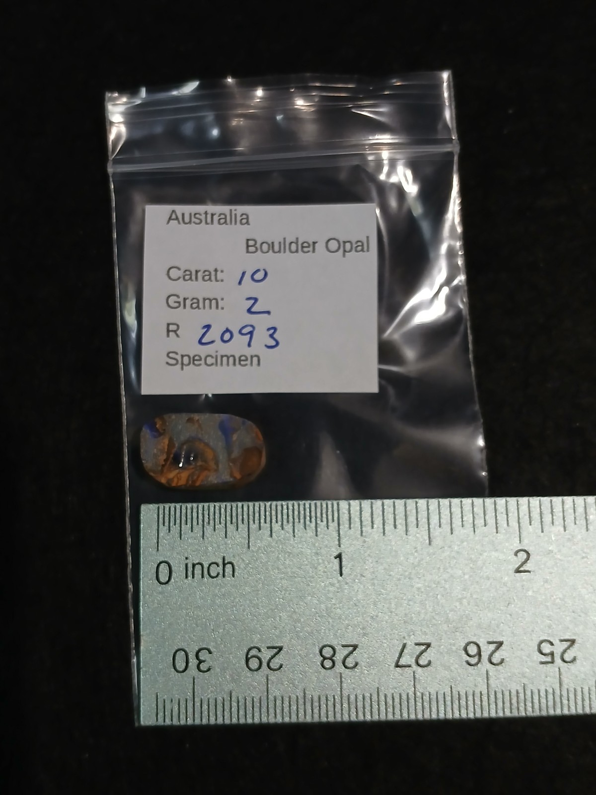 Australia Boulder Opal Unknown Field R2093 Specimen 10 Carat Blue Multi Sided