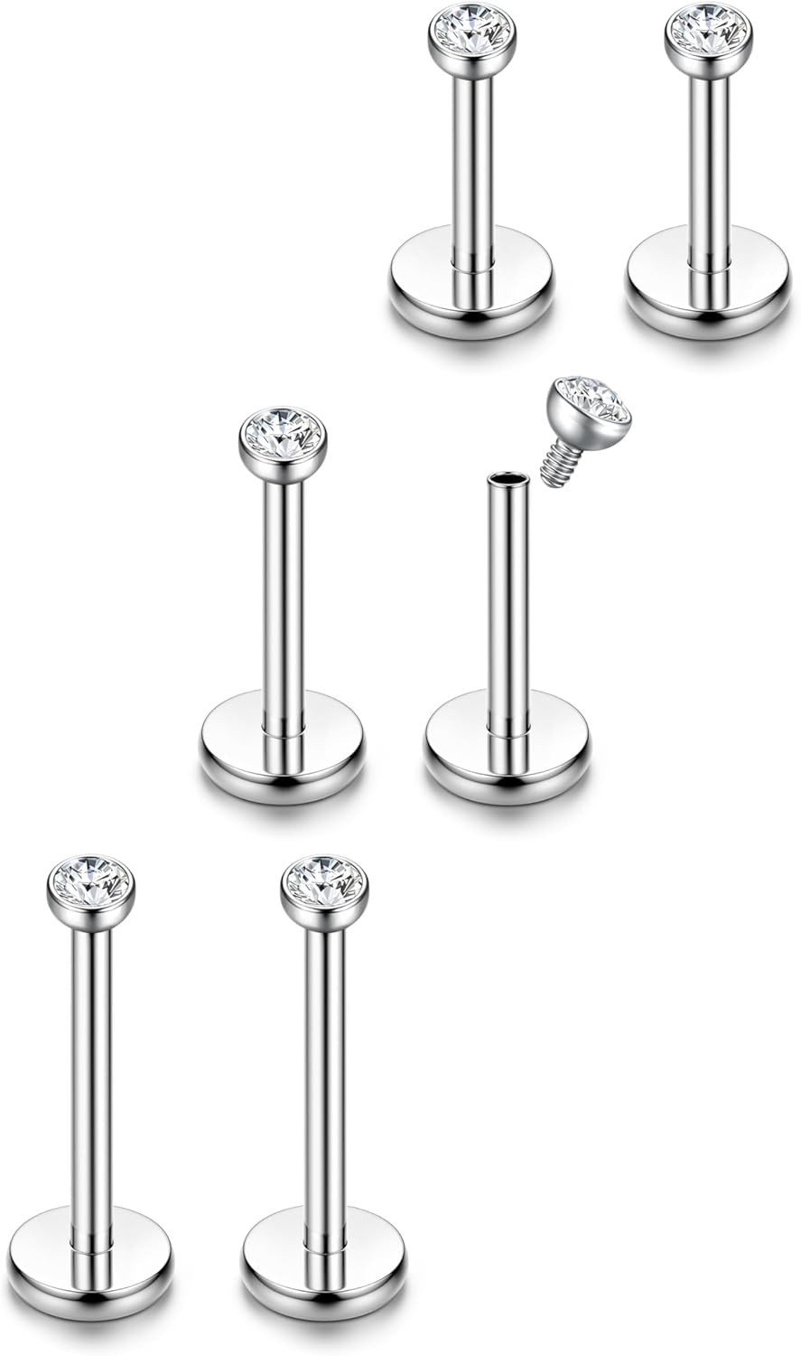 Multi Use 14K Gold Stud Earrings for Cartilage Helix Tragus Lip Piercing Jewelry
