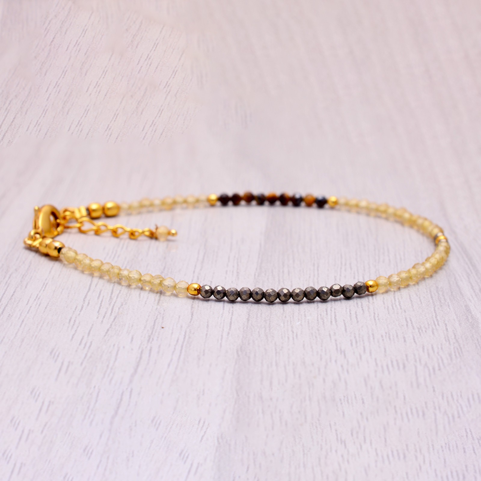 Abundance Bracelet, Wealth Bracelet with Citrine Tigers Eye Pyrite Gemstones,
