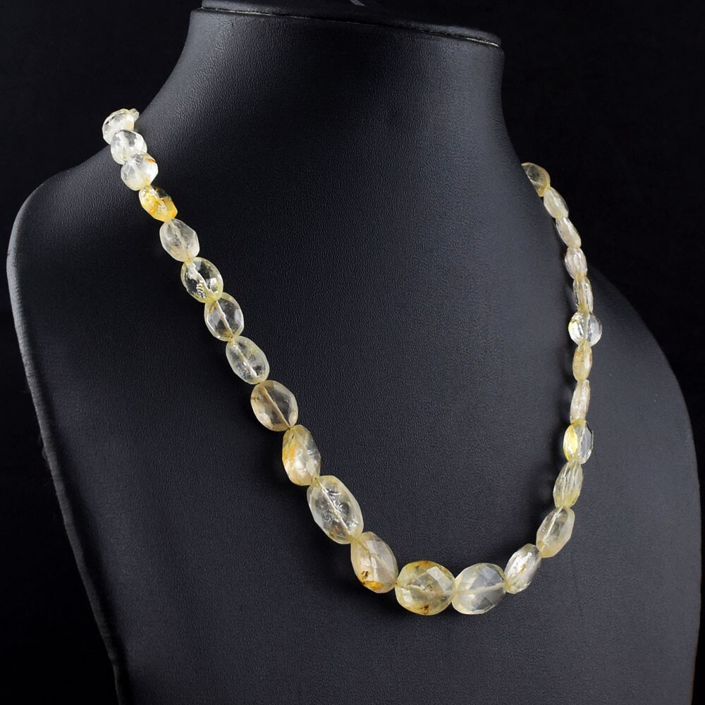 Absolutely Fantastic Golden Rutile Quartz 218.00 Cts Beaded Necklace VK 33 E659